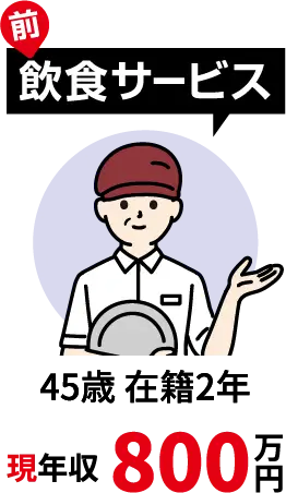 前飲食サービス 45際在籍2年 現年収800万円